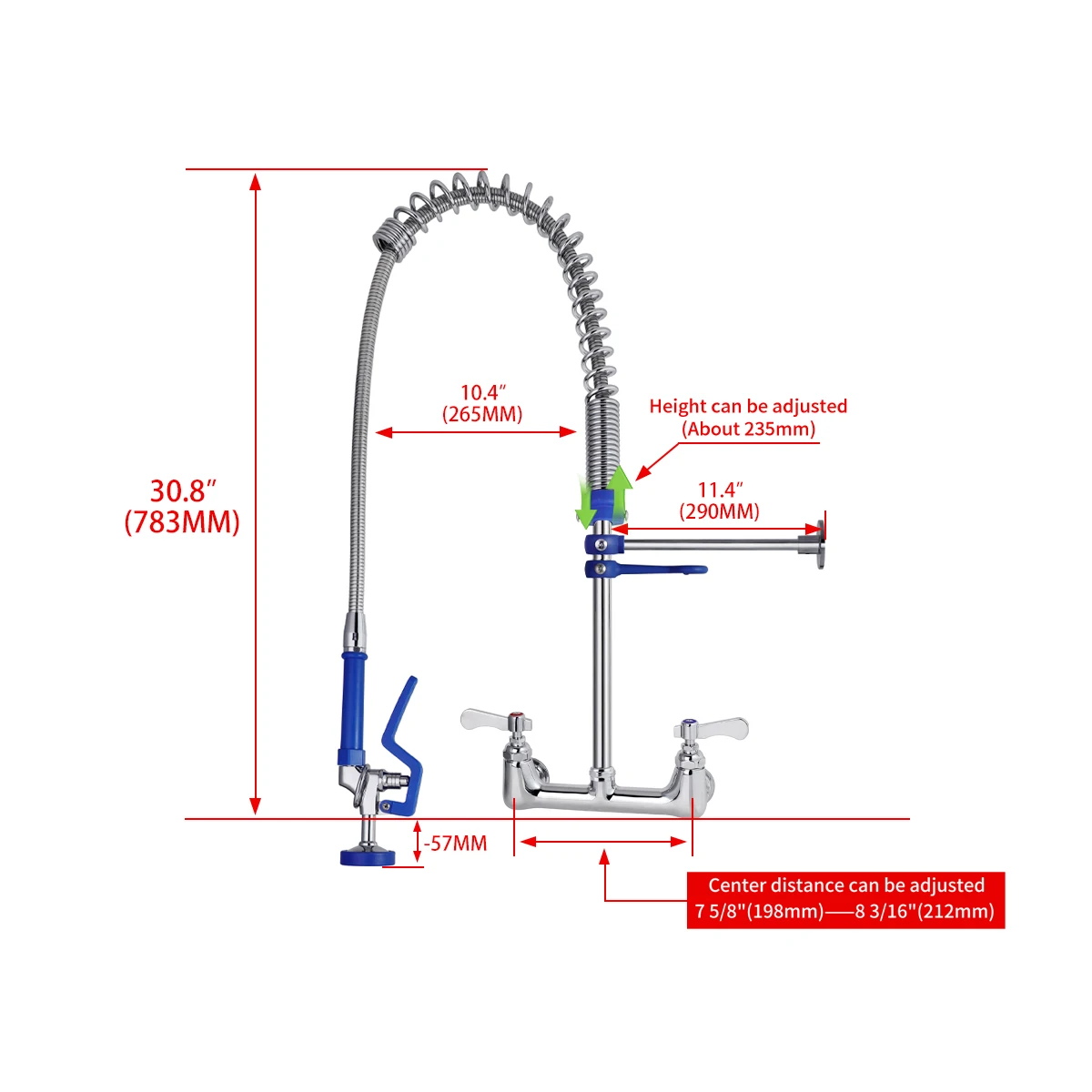 Commercial Restaurant Short Type Pre Rinse Unit Faucet Direct Wall Mounted 3 Compartments Sink for Kitchen Use supplier