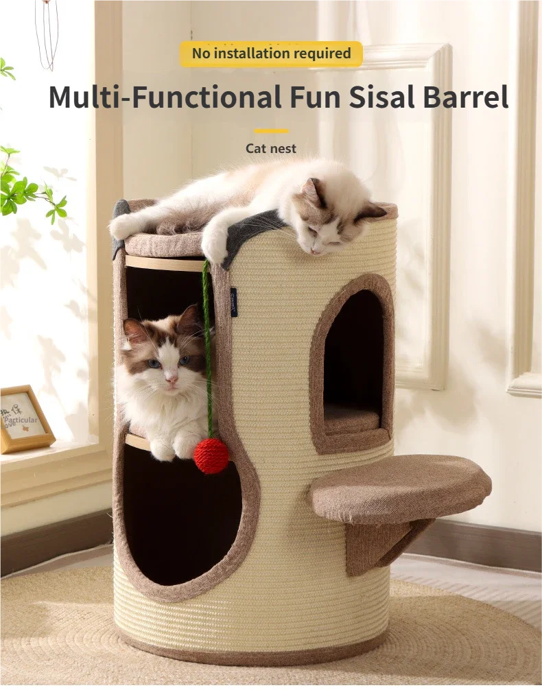 Picture of Large Breathable Indoor Cat Climbing Frame & Cat House Tree Tower with ...