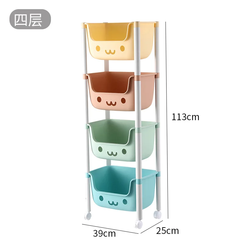 3-layer Plastic Rack Trolley Toy Storage Basket Children's Snack