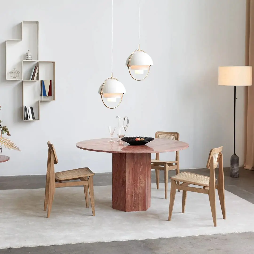 Современные роскошные круглые обеденные столы из натурального камня современный круглый обеденный стол травертина и мрамора