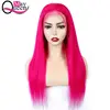 Rose Red Human Hair Wigs