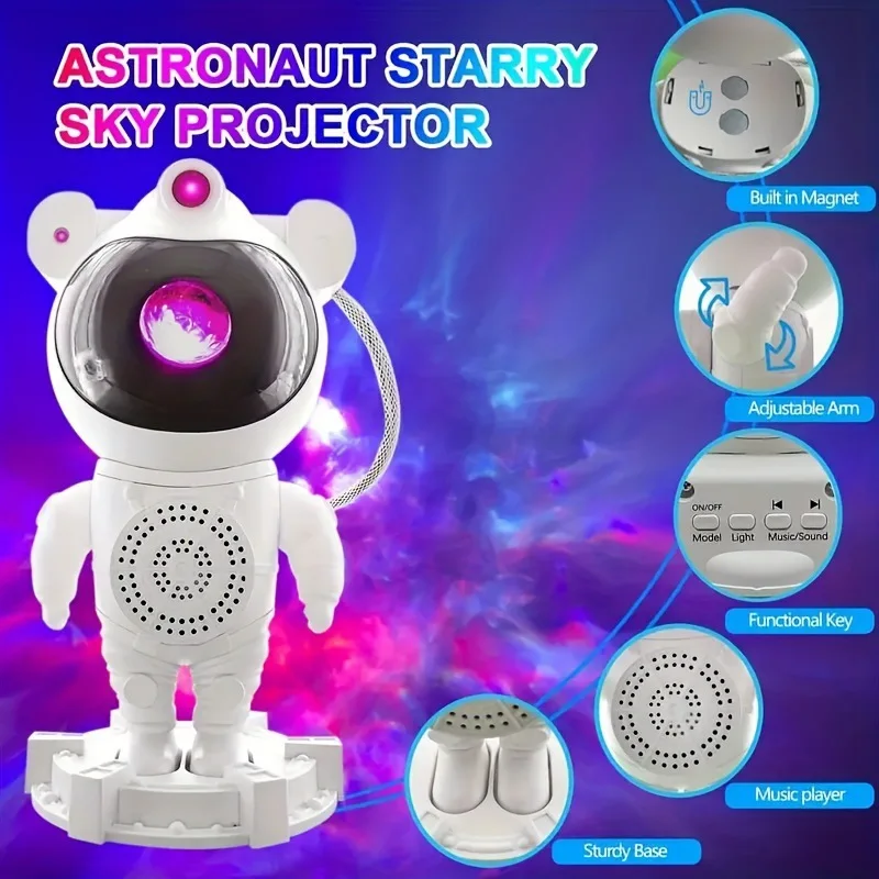 Dropshipping Astronaut Starry Projector Light Spaceman galaxy Nebula Sky Star Projection Lamp Led Night Light for Gift