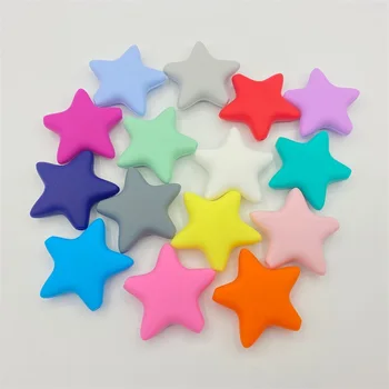 Manufacturer Supply Baby Food-Grade Teething Necklace DIY Jewelry Accessories Five-Pointed Star Silicone Beads Loose Beads for