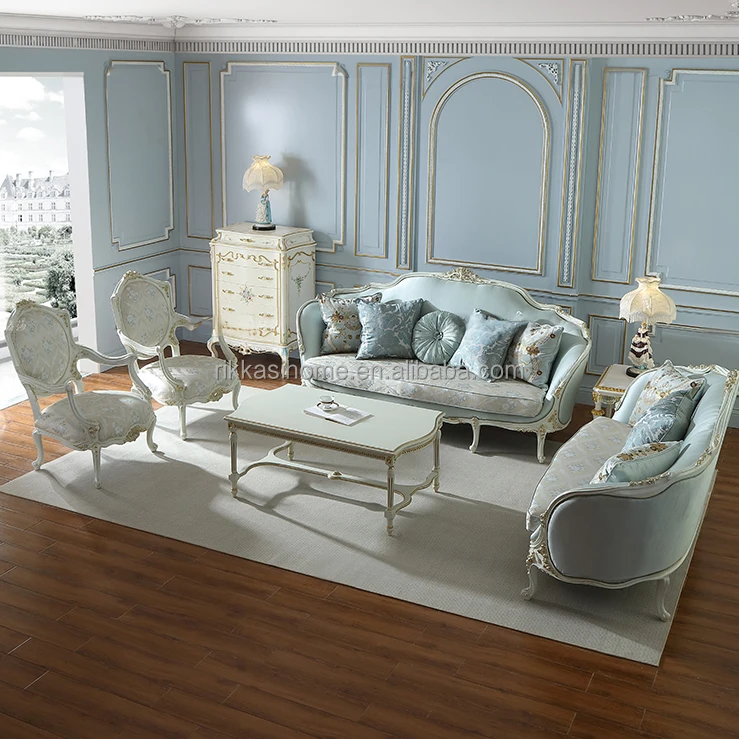 Handmade Wooden Sofa Cover Design French Style Traditional Sofa Sets