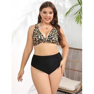 Wholesale Plus Size  Swimwear Bathing Suit Leopard Printed Bikini for Beach Pool Party Summer Sunbathing