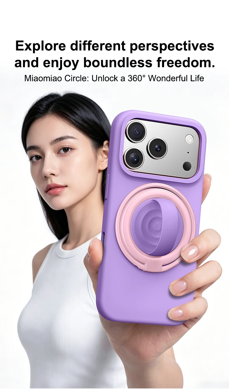 Double Ring Magnetic Phone Holder Silicone Grip Stand with Foldable Kickstand for Hands Free Viewing Smartphone