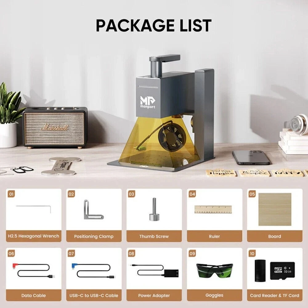 2 Basic Laser Engraver Handheld Engraver High Precision Portable Engraving Machine for Wood Kraft Paper Leather