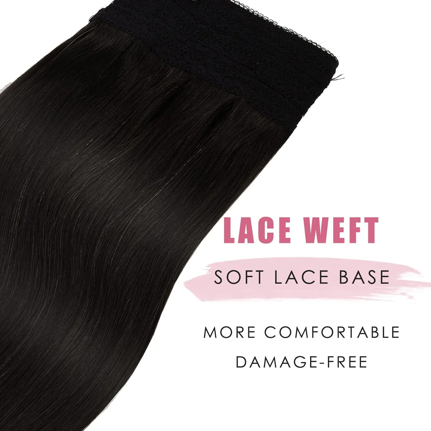 Straight Fish Line Hair Extension Clips Real Human Hair Invisible Wire Adjustable Size_voghion.com