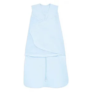 100% Cotton Sleepsack Swaddle 3-Way Adjustable Wearable Blanket TOG 1.5 Baby Blue Small 3-6 Months Made in China