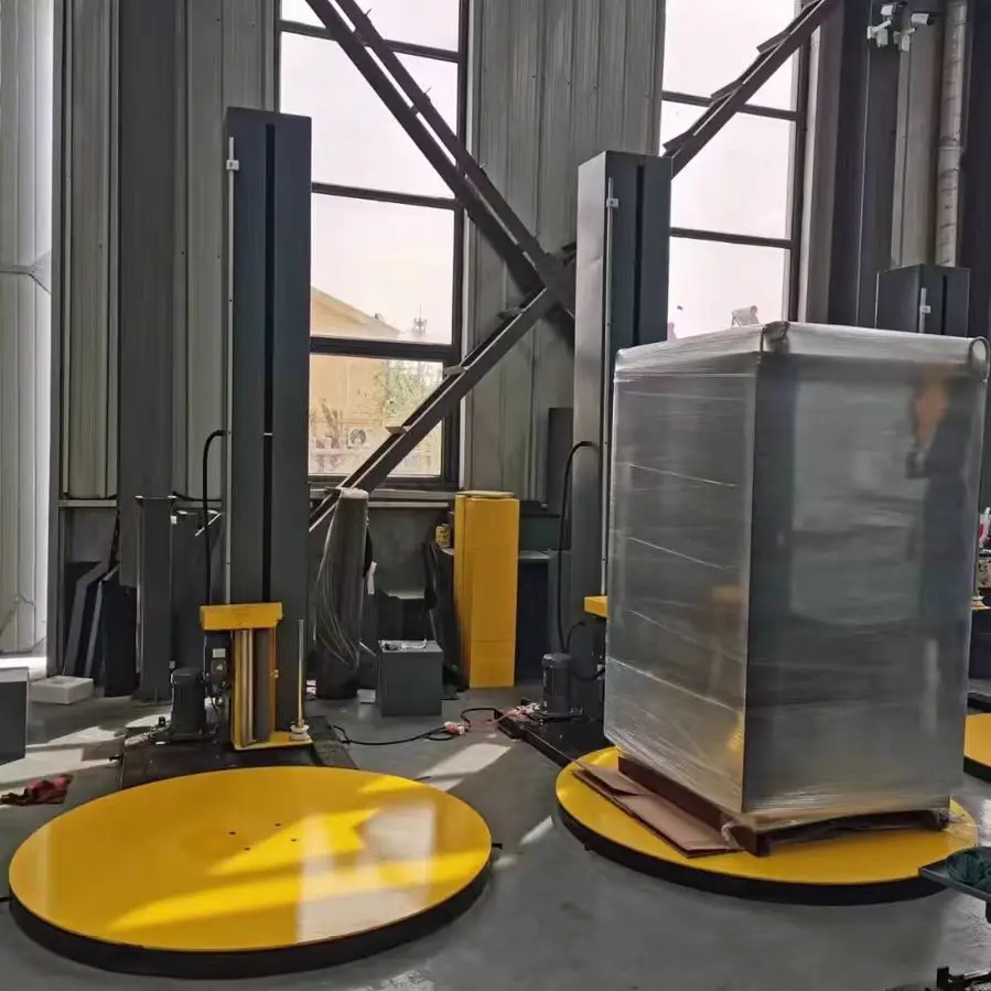Automatic Film Packing Ring Wrappers Pallet Turning Table Stretch Starch Wrapping Packing Machine