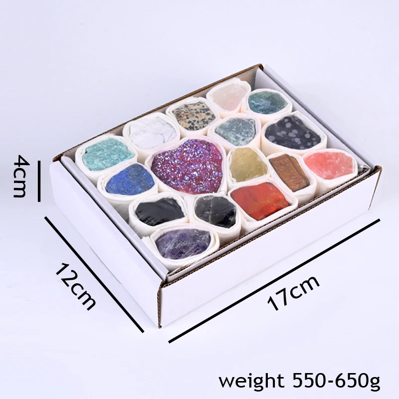 Various of Crystals Quartz Block Natural Amethyst Rose Quartz Reiki Healing Mineral Specimens Stones With Box
