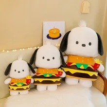 Hot Selling  Pochacco Series Hamburger Plush Toys Creative Anime Carton Soft Hug Pillow &Cushion Puppy Christmas Gift for Kids