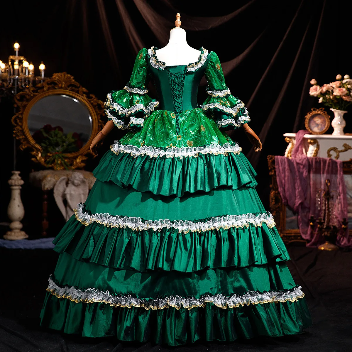 Elegante rinascimentale Vintage caffè floreale Jacquard gotico