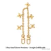 Straight gold four-leaf clover five-flower decoration, 30cm