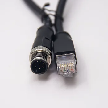 M12 to RJ45 Cable Male Industrial Ethernet Plug 8 Pin A X Code Connector Customized Length / Color / Pin / Code