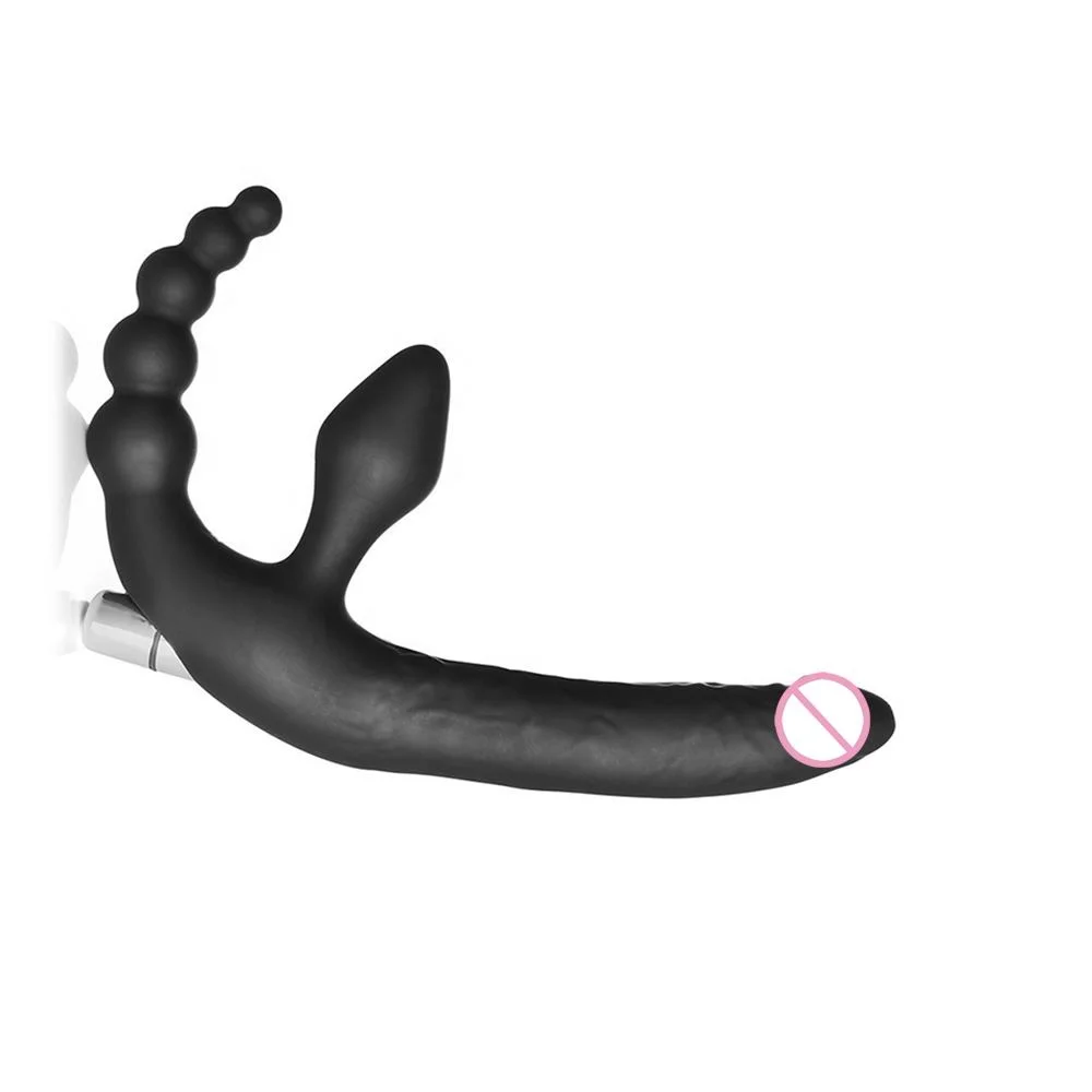 Lesbian Waterproof Adult Vibrating Bullet Butt Plug Massager Anal Plugs Three Heads Dildo Massager Strapless Strap Sex Toy G Spo