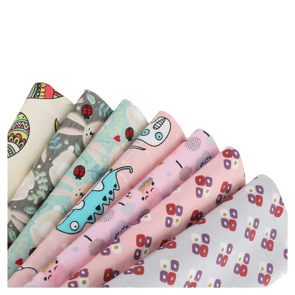 Langka Custom Cartoon Printed Baby Interlock Knitted Cotton Jersey Knit Fabric Wholesale