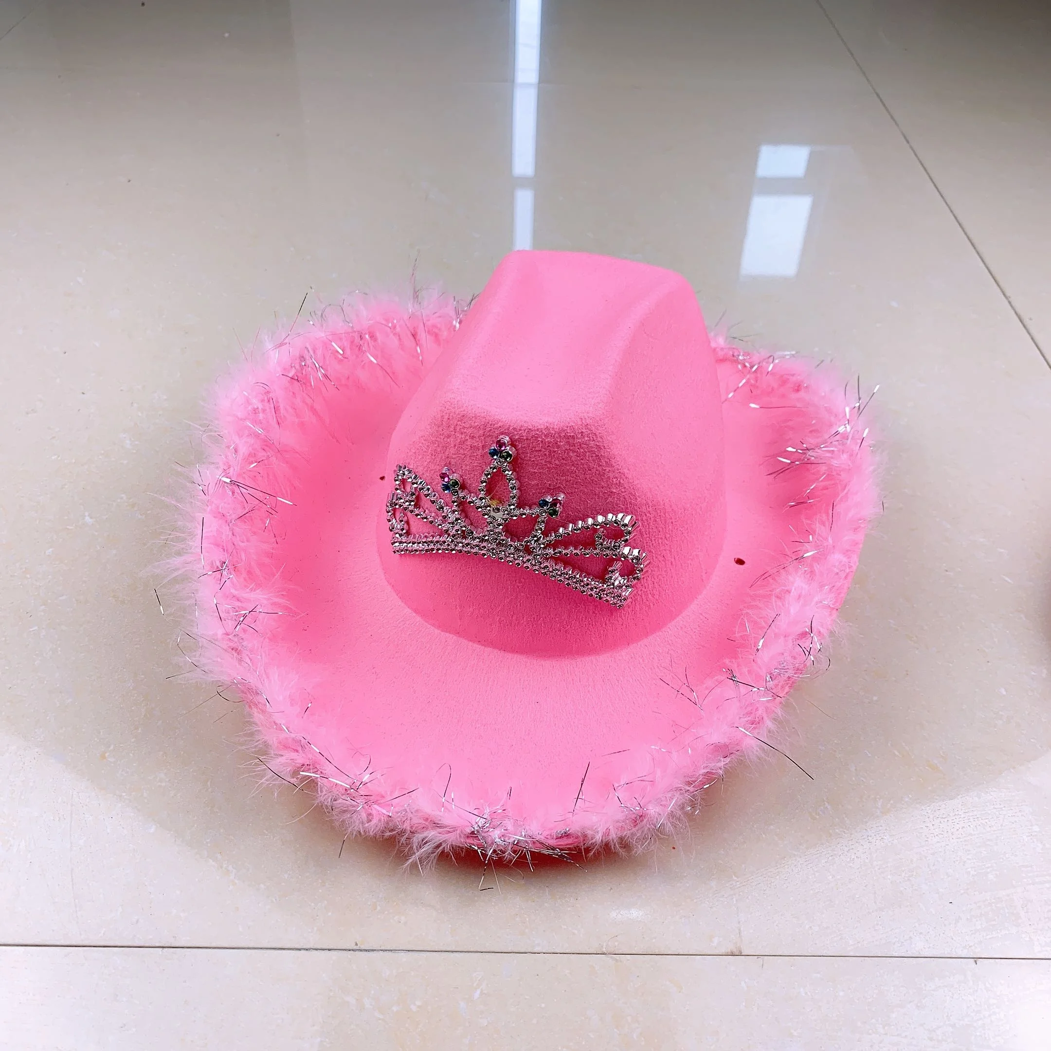 Shop Pink Rhinestone Bling Cowboy Hats - Perfect for Cosplay display picture 2