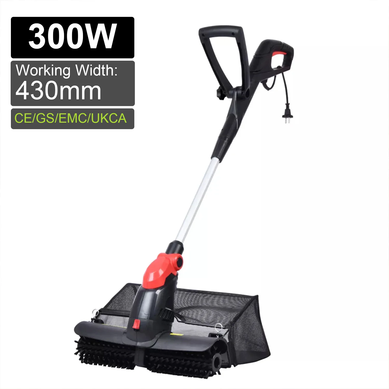 Vertak 300W Electric Sweeper Lawn Garden Hand Push Artificial Grass Sweeper with Collection Bag