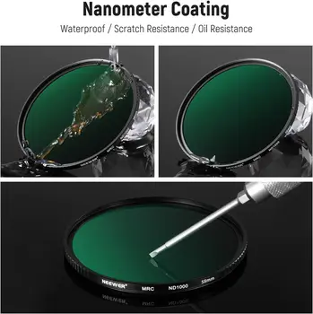 NEEWER 58mm Double Sided 30 Layer Nano Coatings Fixed ND Filter Kit ND1000 ND64 ND8 ND4 Neutral Density Filter Set detail image