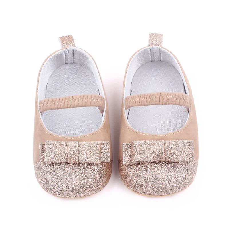 New Arrival Bling Glitter PU Material Soft Sole Baby Newborn Infant Girl Shoes supplier