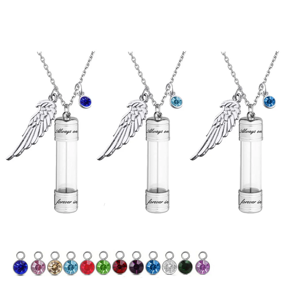 Engraving Openable Glass Vial Pendant Necklace Women Memorial Ashes Bottle Cremation Urn Memorial Gifts Jewelry For Pet Human