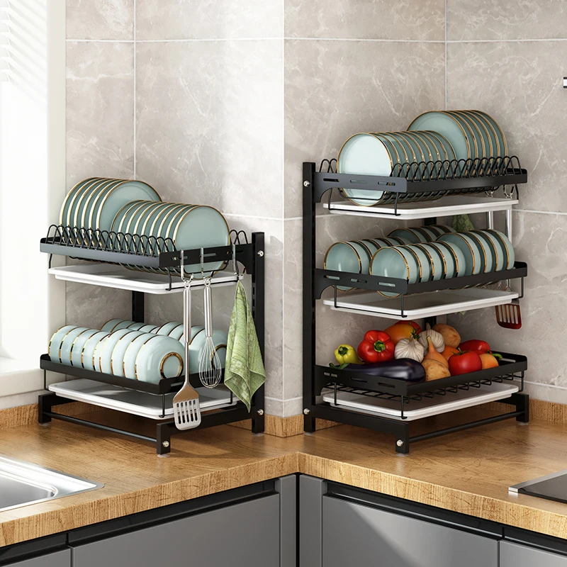 Factory Direct Sales Dish Racks Hanging Sink 2 Tier With Tray Bowl Wall
