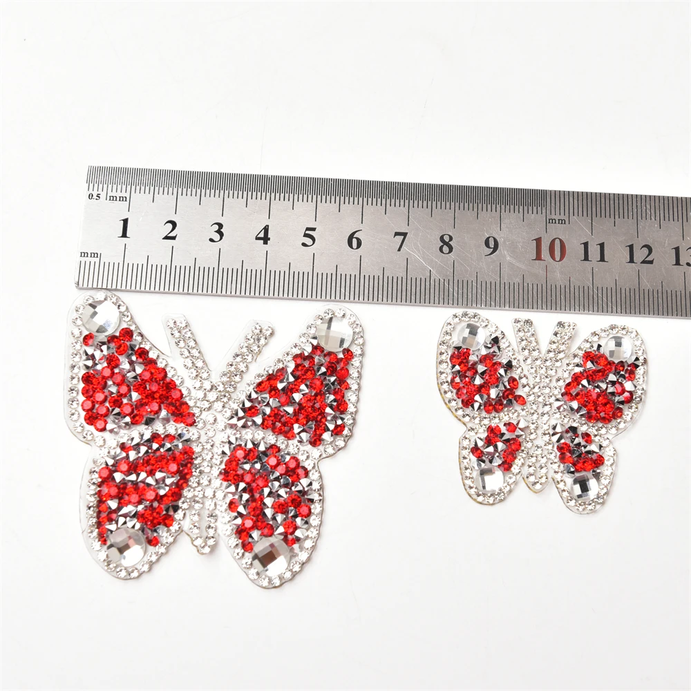 Hotfix Butterfly Shape Transfer Colorful Crystal Applique for Luxury Crafts Packing Boxes Decorative Kids Shoe Patches