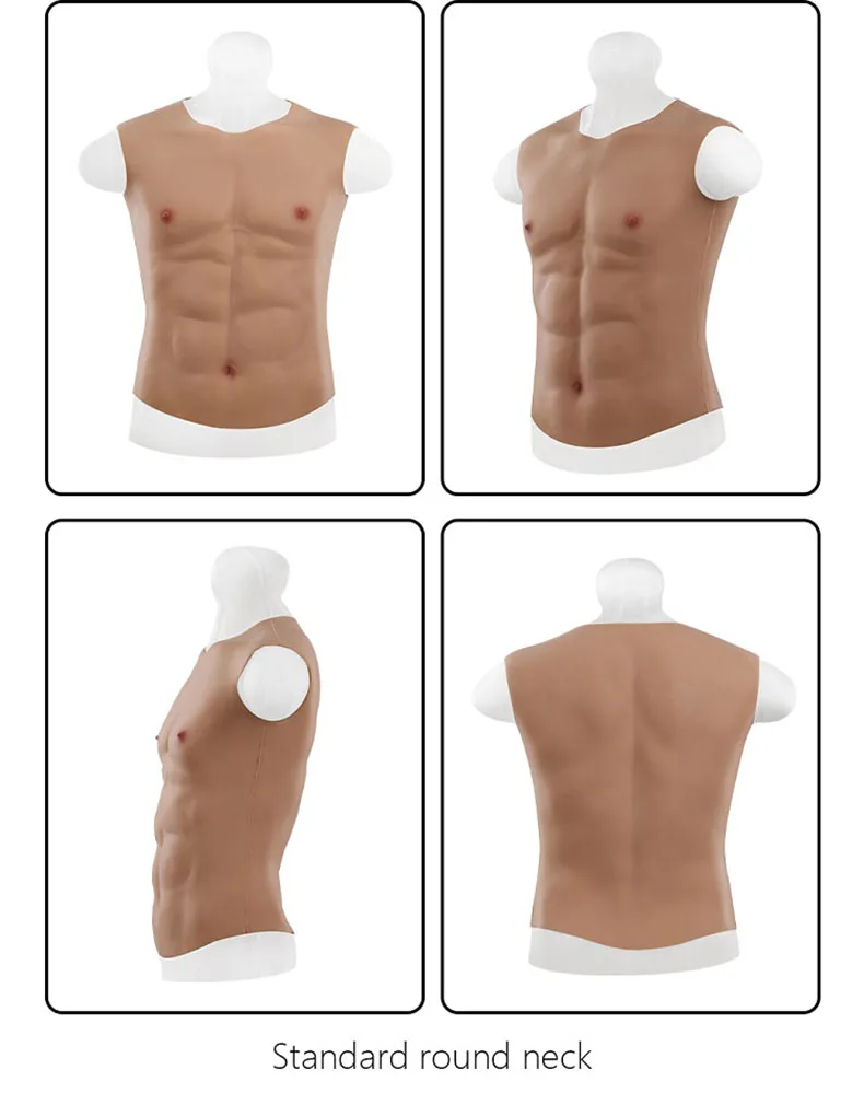 Male Chest Silicone Muscle Suit with Arms, Realistic Fake Muscles Soft  Silicone Chest Vest with Clear Skin Textures