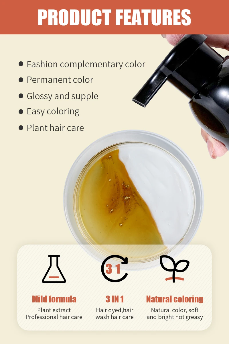 Disaar Hot Sale Natural 8 Minutes Black Hair Dye Shampoo Herbal 100%  Cover Gray White Hair Argan Oil Black Hair Color Shampoo