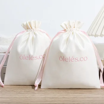 Custom Logo Printing Satin Drill Soft Drawstring Personable Packing Satin Pouch Textile Gifts Packaging for Candies Other Gifts