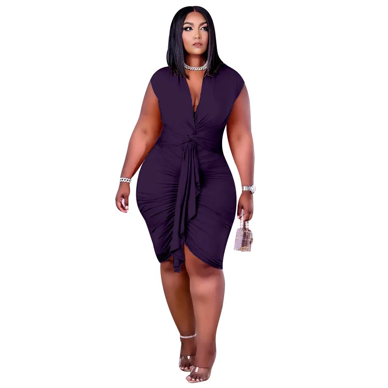 Plump Hips Sexy Tight Skirt Plus-size Women's Spring/Summer Lace-up Dresses