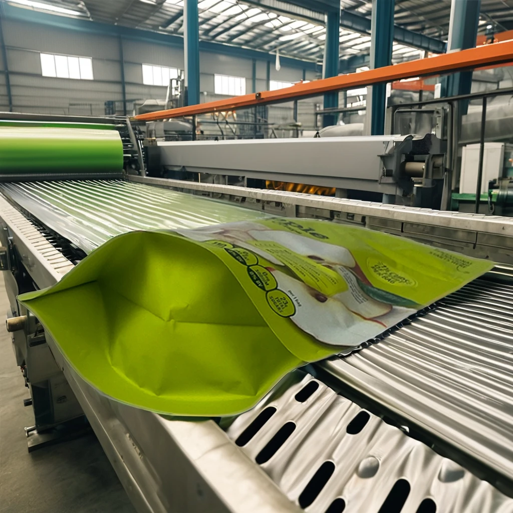 Small MOQ Custom Printed Matte Biodegradable Mylar Bags Aluminum Foil Stand up Packaging for Apple Freeze Dried Fruit Noodle Use