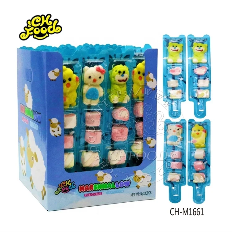 Halal Wholesale Lovely BBQ Animal Cartoon Shape Marshmallow Candy POP Lollipop OEM Twist and Heart Mini Cotton Candy