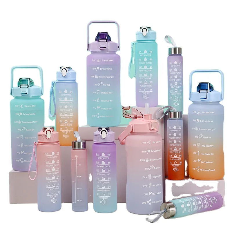 Motivational Water Bottle Set 3 Pcs with Motivational Time Marker