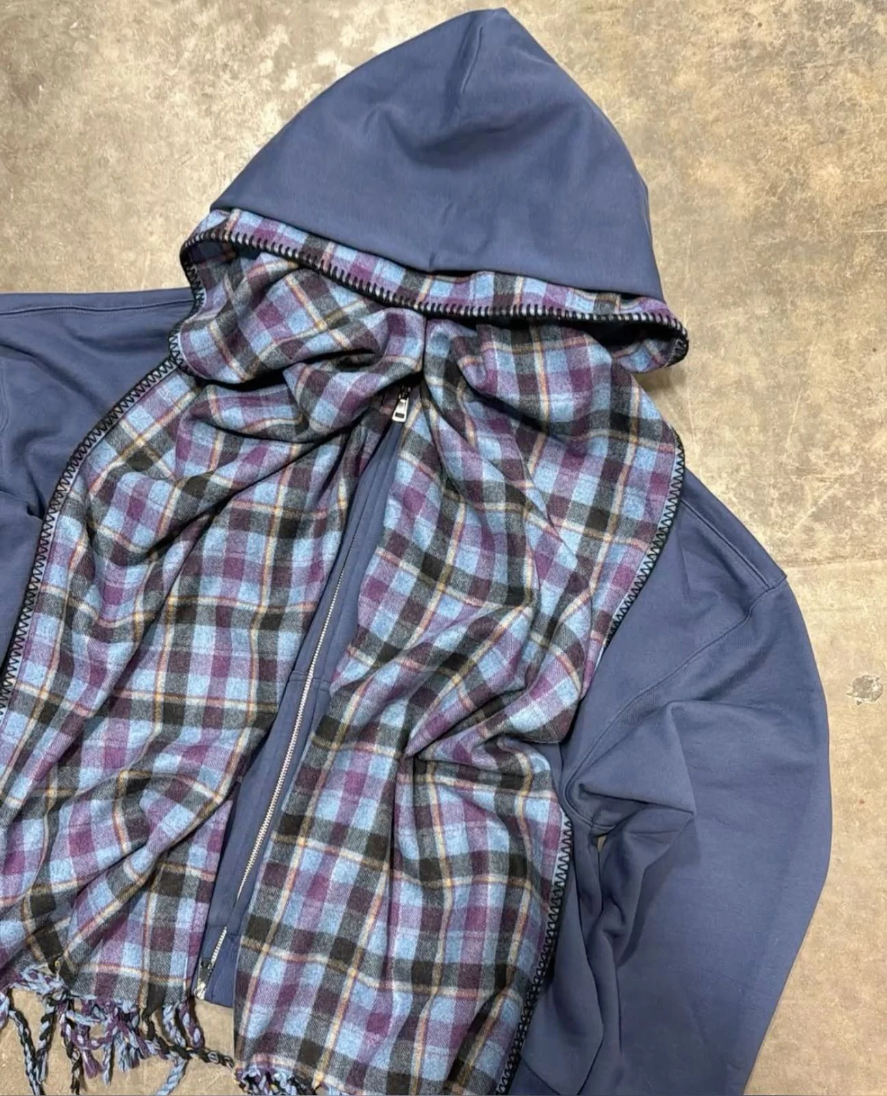 Manufacturer Custom Y2K Turban Double Hood Plaid Flannel Scarves