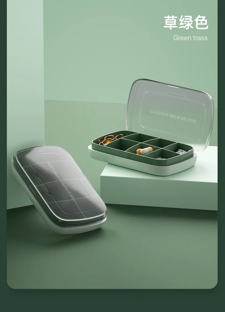 7-compartment sealed pill box portable moisture-proof one-week pill dispensers for travel medicine box details