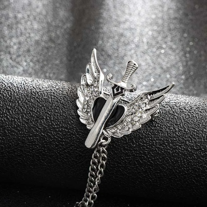 Angel Wings Retro Cross Brooch Stylish Men's Corsage