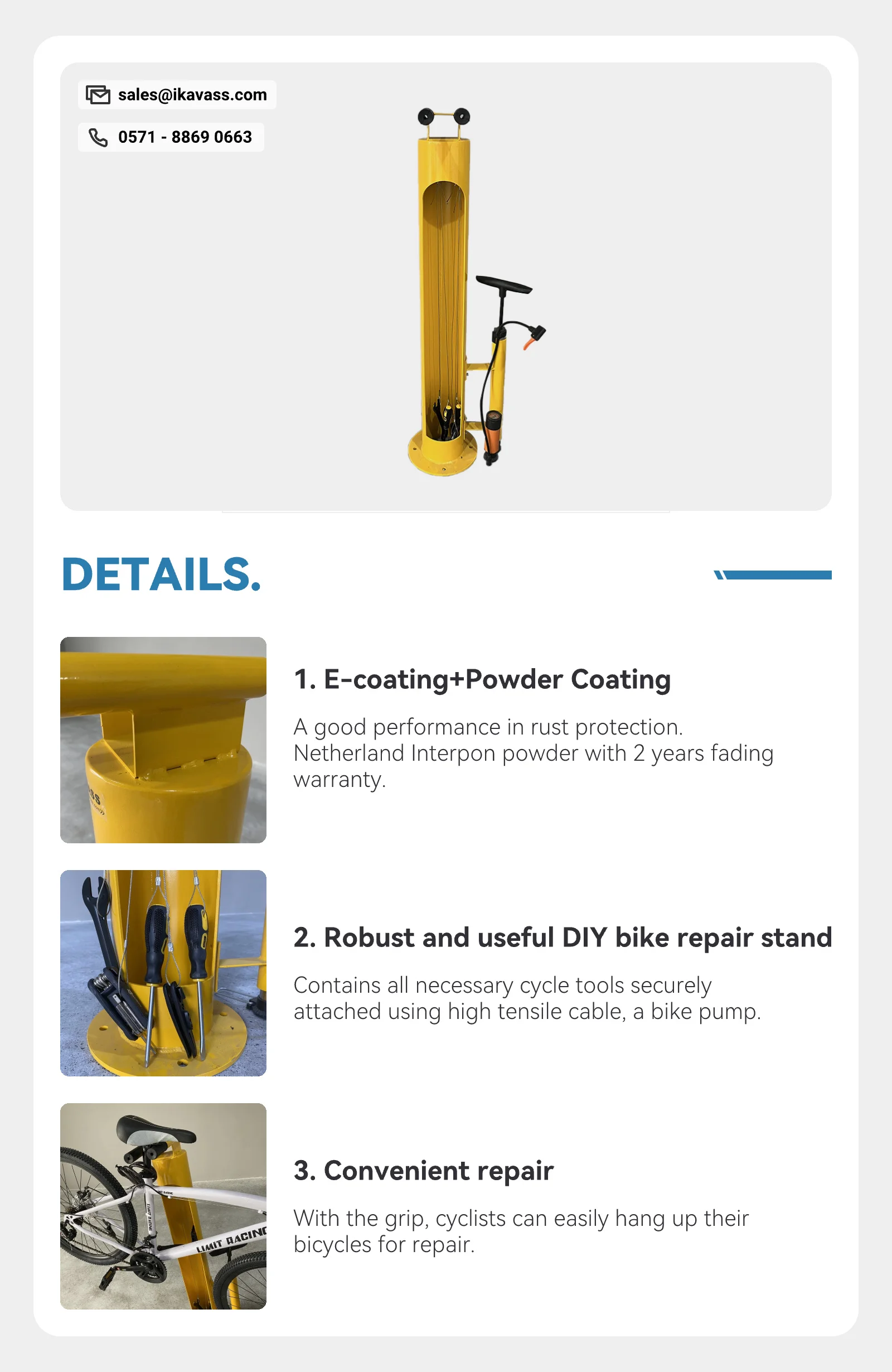 Deluxe Fully Equipped Outdoor Public Fixit Work Bicycle Stand Air Kit