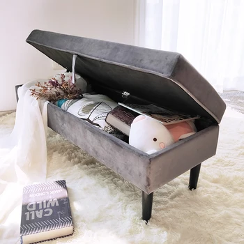 Customized Factory Wholesale Ottoman Bench Bedroom Design Velvet Storage Bench Ottoman Upholstered Bed End Stool Piano Stool