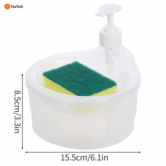 Dish Soap Dispenser With Cleaning Sponge Kitchen Liquid Soap Dispenser Sponge Caddy Pump