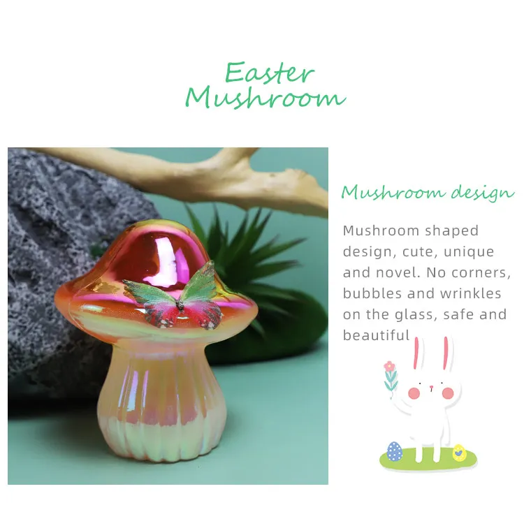 Easter decoration cute decor cheap modern art mini mushroom glass led light battery operated supplier