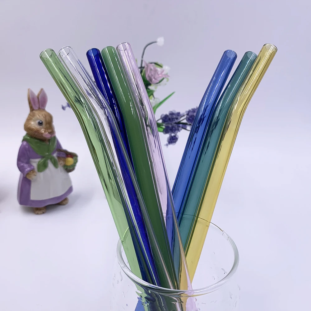 10mm Eco Friendly Reusable Borosilicate Straight Curved Bent Glass Drinking Straw