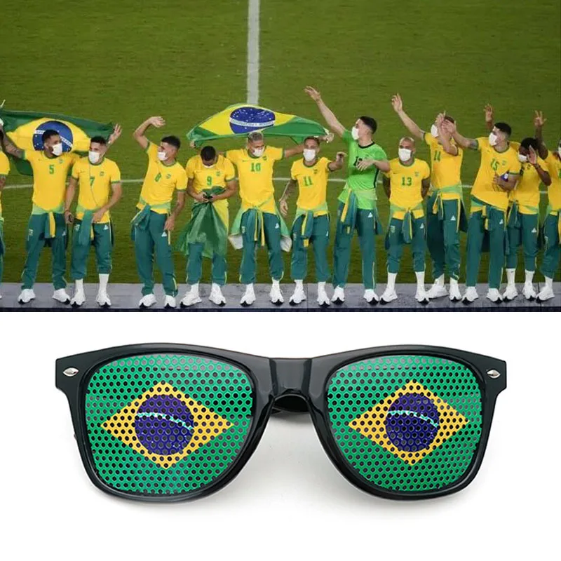 2024 Popular Football Qatar World National Flag Paster Sunglasses Uv400 Personality square Rivet 32 Countries Flag Sunglasses