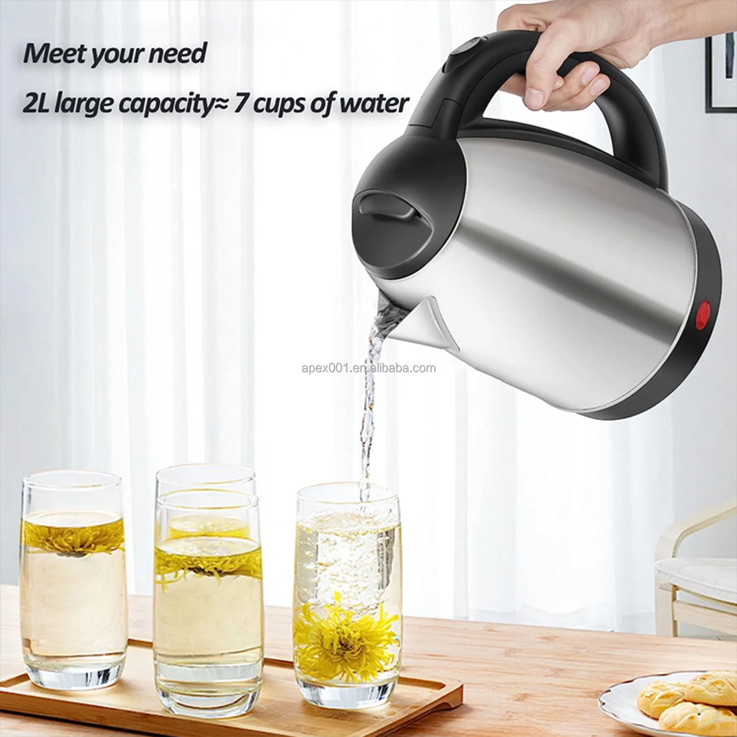 Popular Electric Kettle 2l Hot Water Kettle Stainless Steel Electric Kettle Wasserkocher Bpa 9411