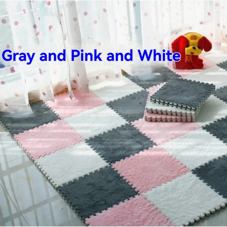 30*30cm Polyester Interlocking Area Rug Floor Mat Eva Plush Puzzle Cork Felt Faux Fur Decorative Travel Camping