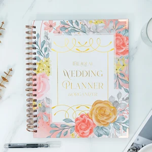 Wholesale Customised Wedding Notebook A5/A4 Hardback Coated Paper PVC Zip Planner Watercolor Journal Leather Diaries Cheap