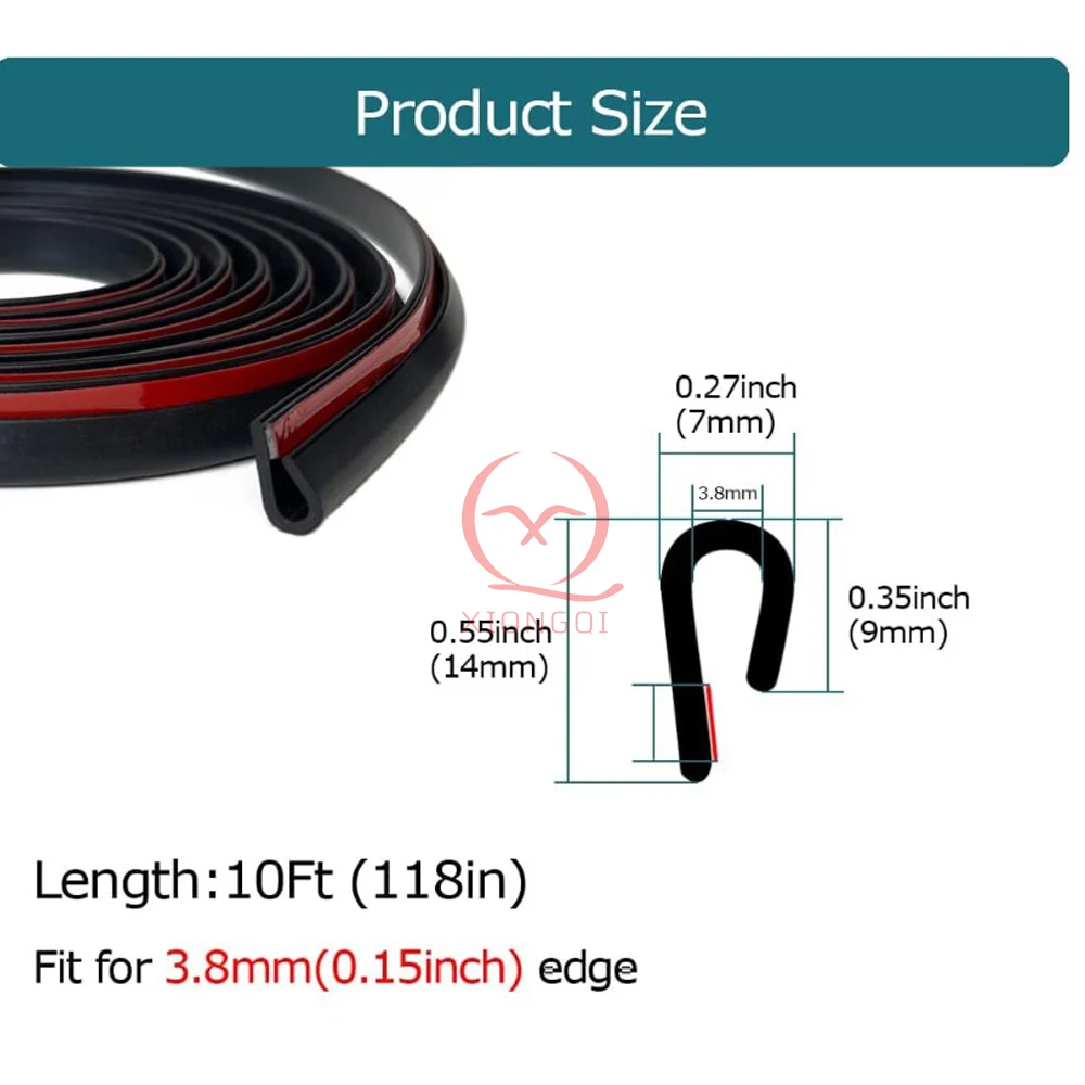 5-Meter Black Reinforced Edging Strip – EPDM Rubber Trim For Panels, DIY & Auto Use