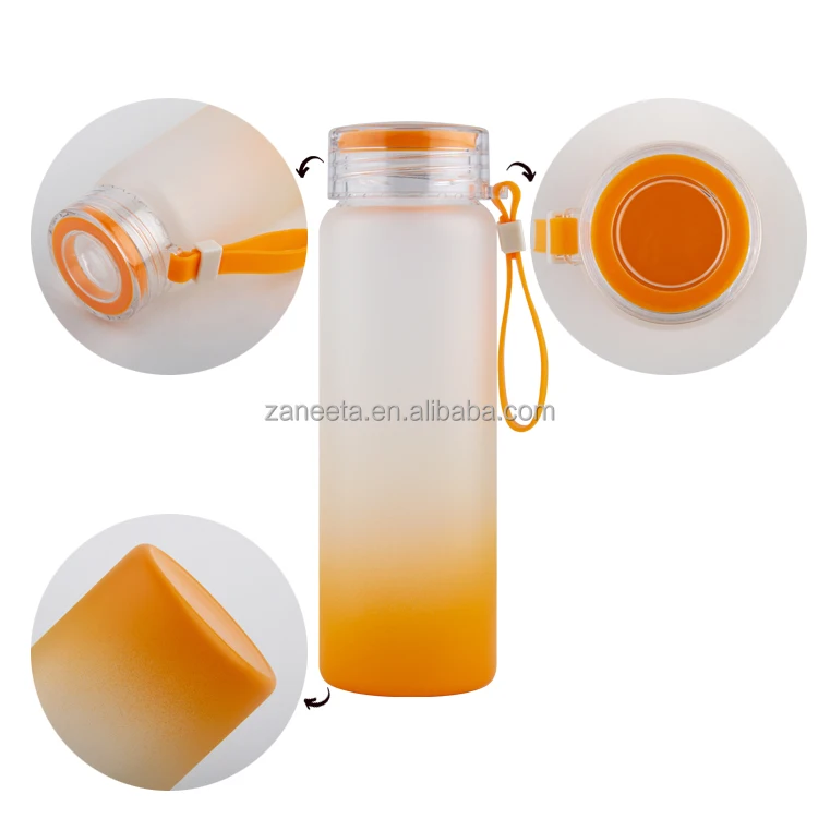 500ml Sublimation Blank Frosted Gradient Color Drinkware Matte Glass Water Bottles