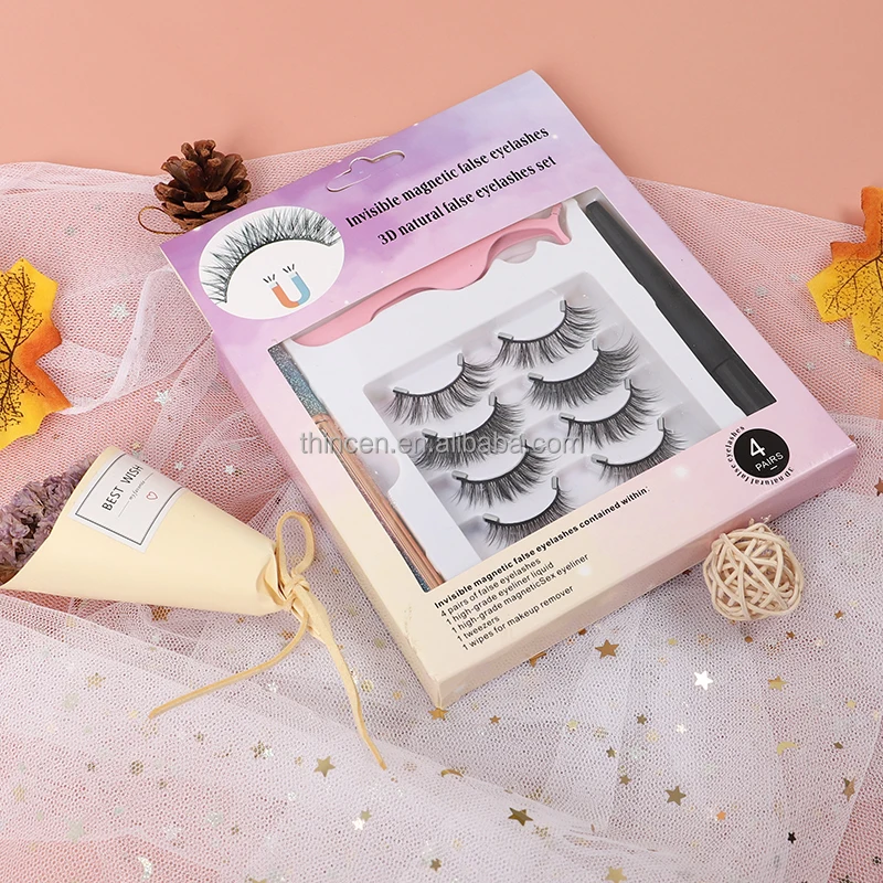 VV-82r Private Label Luxury 3 Pairs Magnetic Eyelashes Set Natural Magnetic Eyeliner And Lashes Kits
